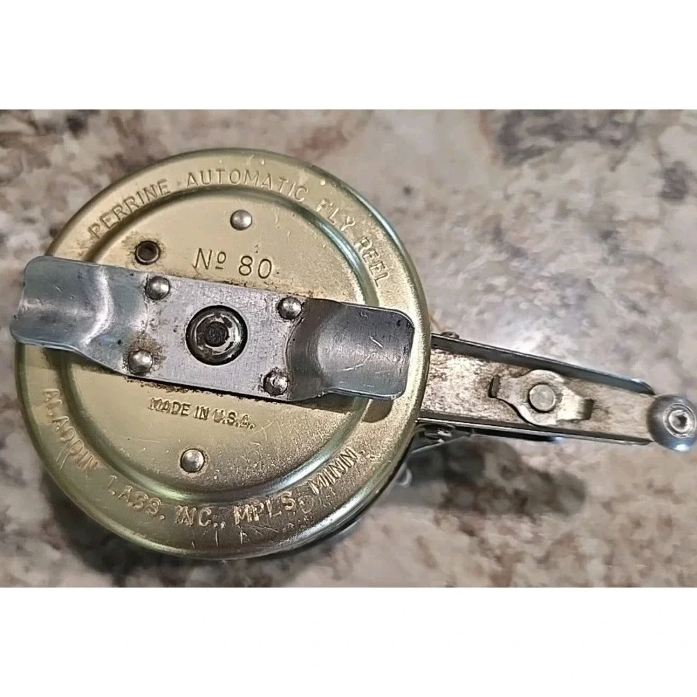 Vintage‎ Perrine No 80 Automatic Fly Reel With Line.